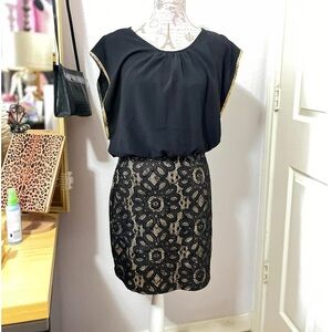 Black and Gold Lace Dress